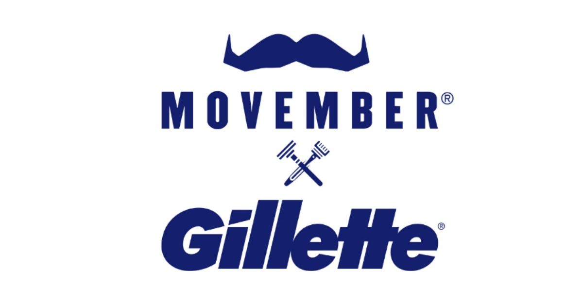 Image showing the Movember logo surmounting the Gillette logo.