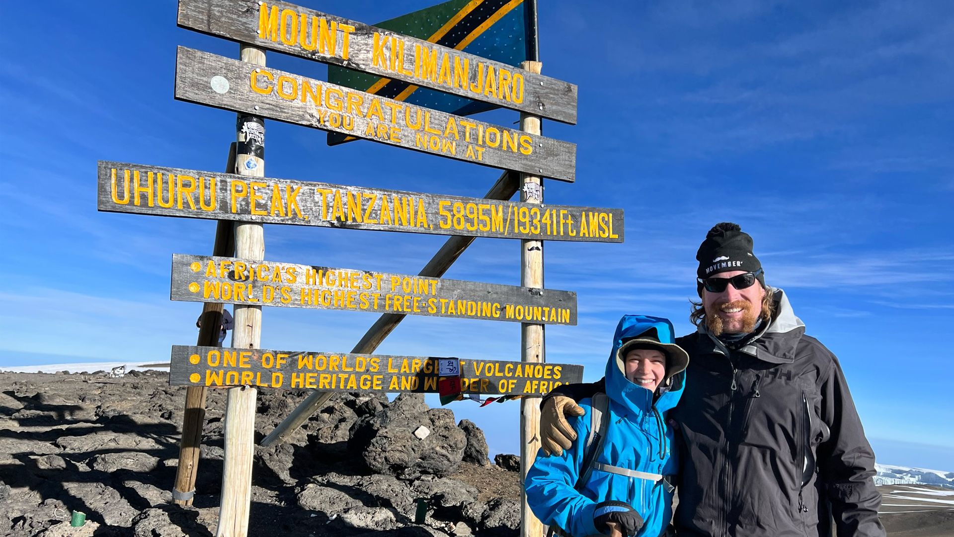 Mo Sister Caitlin and Mo Bro Travis atop Mt. Kilimanjaro