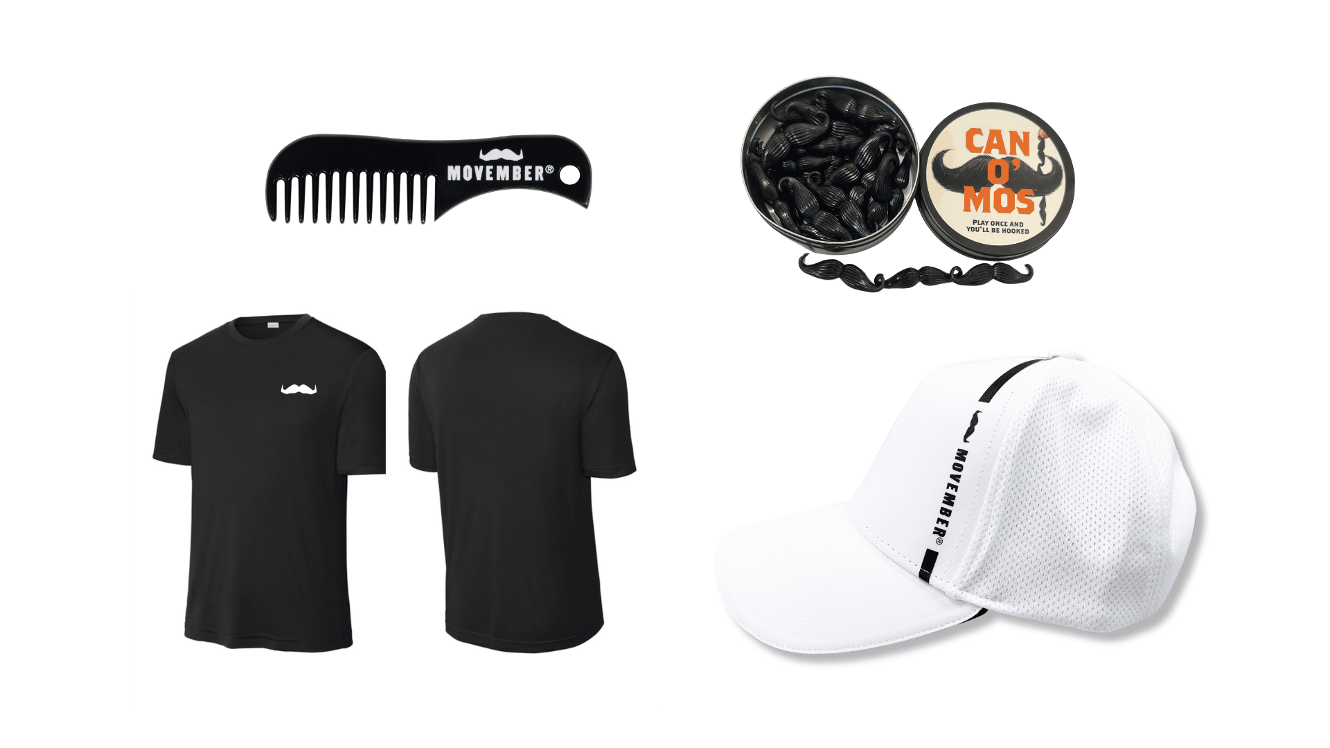 Image showing a collection of Movember Platinum Club T-merchandise.
