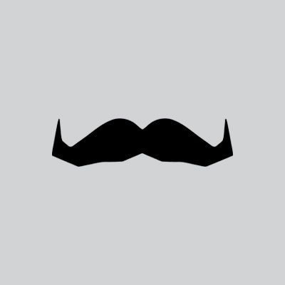 The Movember Iconic Mo brand mark on a grey background.