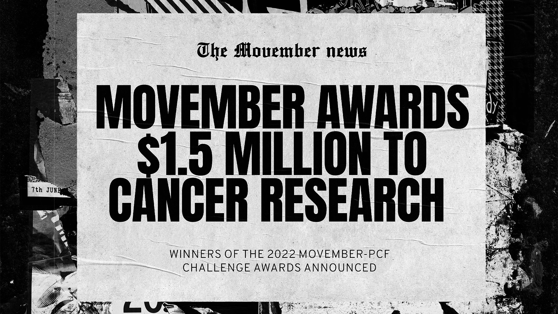 Newspaper layout "The Movember news: Movember awards $1.5 million to cancer research"