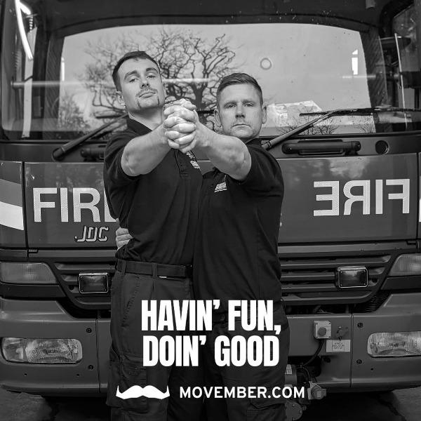 Two fire men dancing.